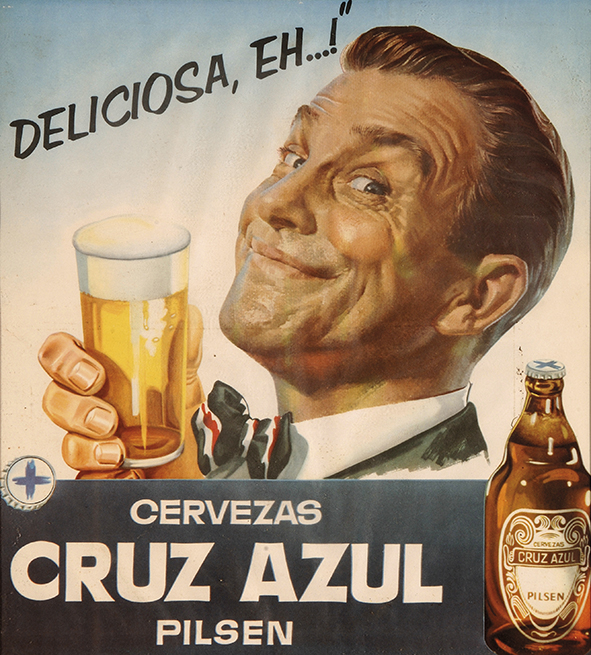 Cartel de publicidad de cerveza cruz azul